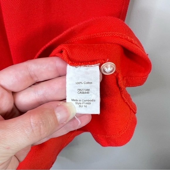 J Crew Factory Womens Size XS Short Sleeve Polo Shirt Dress Orange Red Preppy - Picture 6 of 8